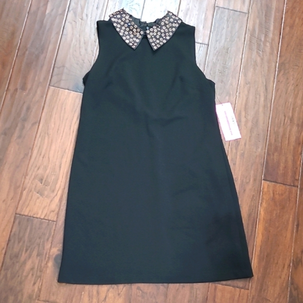 NWT Betsey Johnson Black Sleeveless Dress with Embellishments size 12